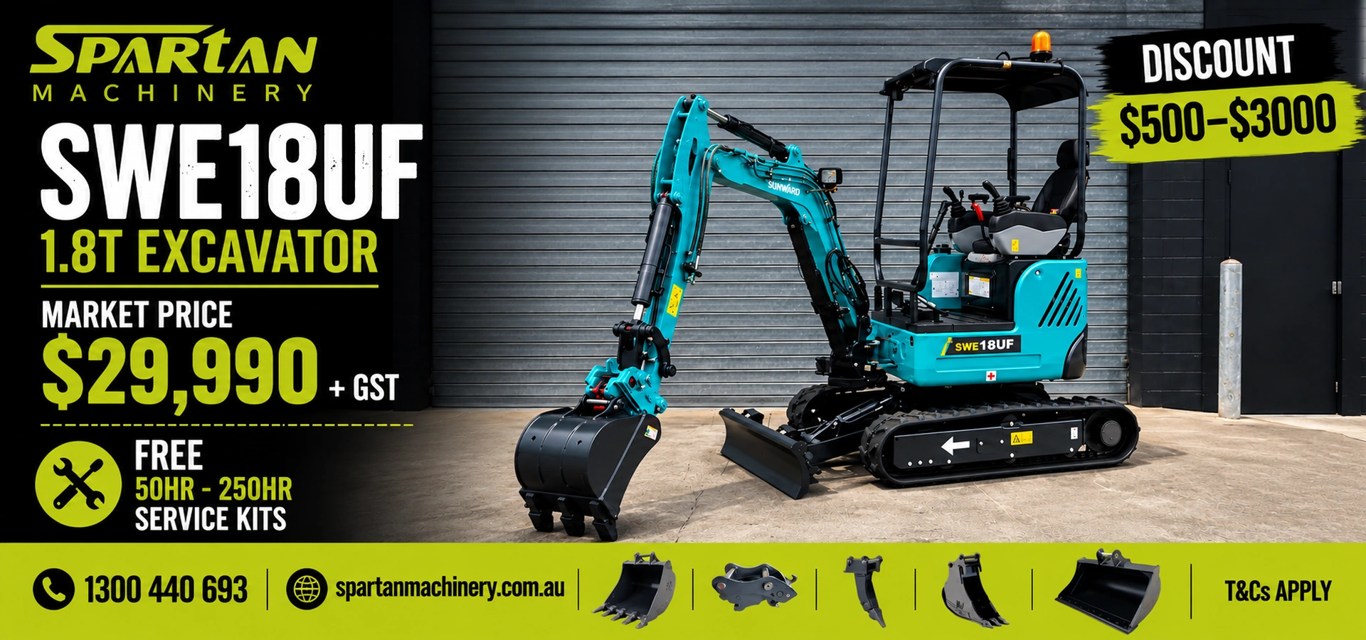 Sunward 1.8T Mini Excavator for sale in Australia | Spartan Machinery