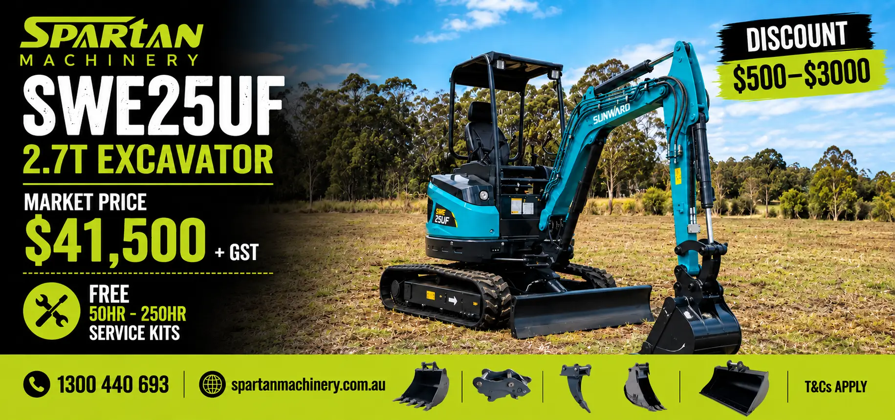 Sunward SWE25UF 2.7T mini Excavator for Sale | Spartan Machinery