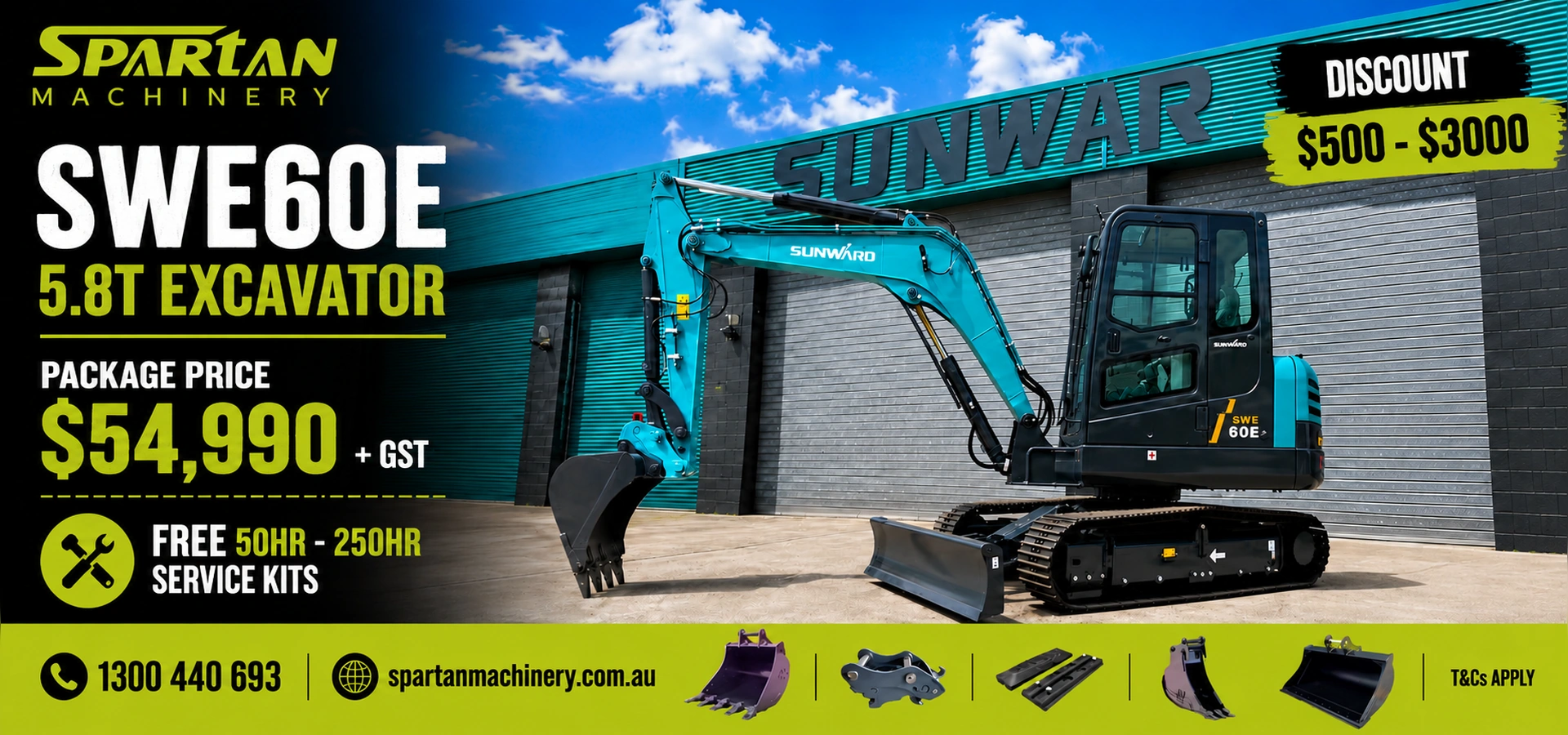 Sunward SWE60E 6T Compact small Excavator for Sale in Australia | Spartan Machinery