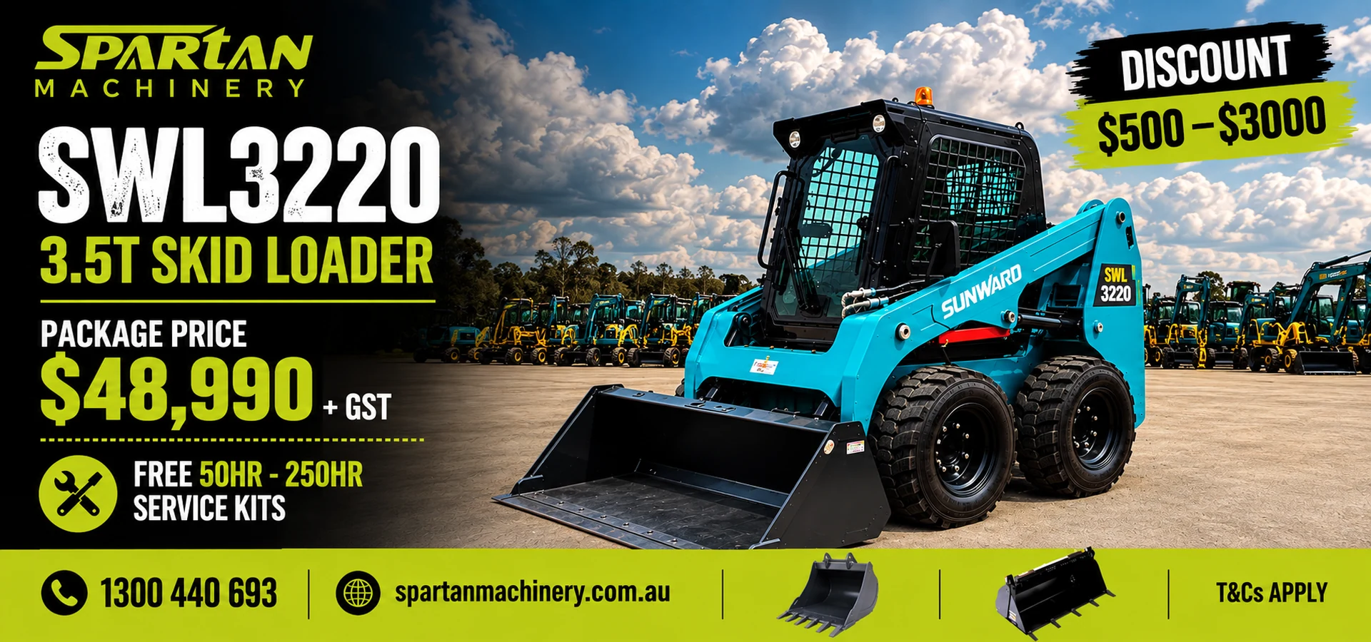 Sunward SWL3220 3.2T Skid Steer Loader for Sale in Australia | Spartan Machinery