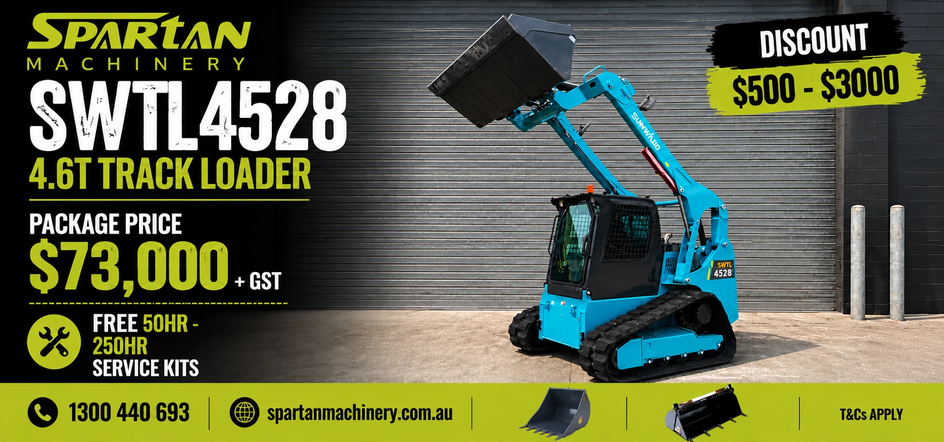 Sunward SWTL4528 4.5T Tracked Compact Loader for Sale in Australia | Spartan Machinery
